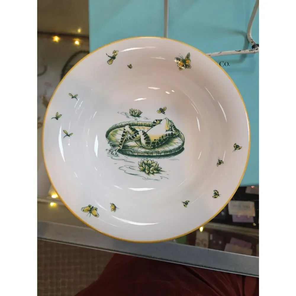 Tiffany & Co. Pond 2004 Frog Bone China Plate Saucer Bowl Cup Mug Full 3pc Set